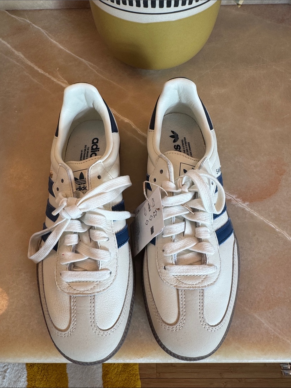 adidas Samba Shoes - White and Navy - Picture 3 of 8